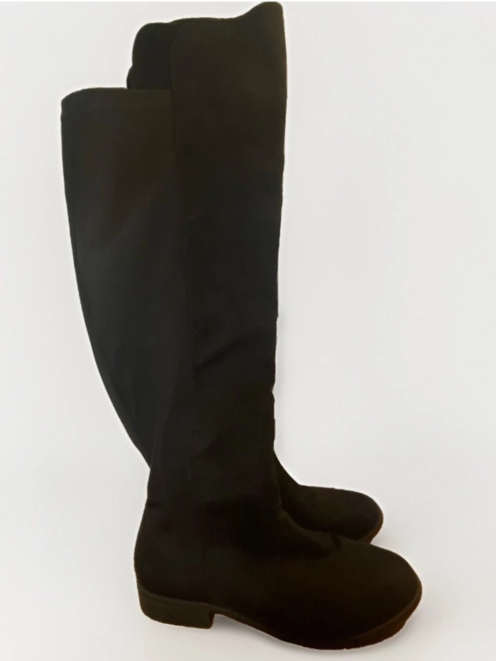 Rue 21 Women’s 8 Dakota Boots Black Faux Suede Knee High Low Heel Soft Side Zip